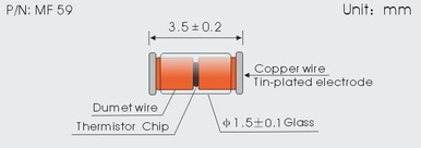 MELF Style Surface Mount Glass NTC Thermistor MF59 series