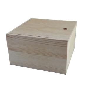 China Handmade Unfinished Sliding Top Wood Box Large 27.8x27.8x11.3cm on sale