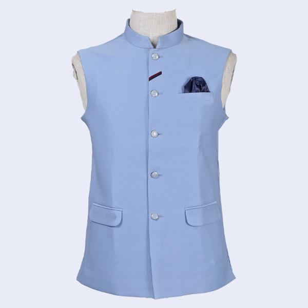 Terry Rayon Custom Tuxedo Suit Mens Stand Collar Waistcoat