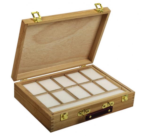 Wooden Art Storage Box With Tray , Rectangular Paint Storage Containers 35.5 X 26.5 X 8.6cm
