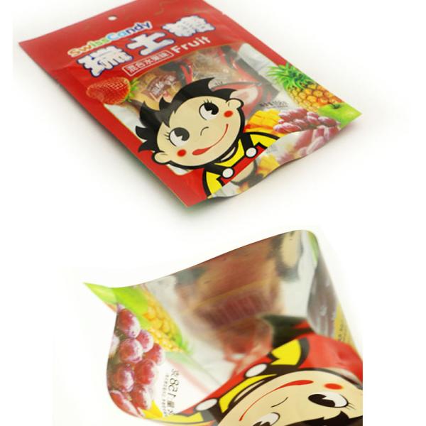 Candy Snack Printed Stand Up Pouches Three Layer Aluminum Foil With Tear Notch