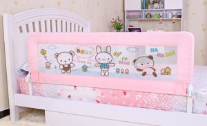 China Folding Pink Bed Guard Rails 100CM , Safety Convertible Bed Rails For Children on sale