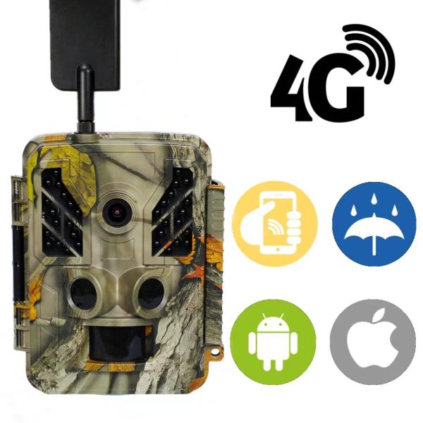36MP 4G Cellular Wild Game Trail Camera Traps With No Glow Wide Angel Lens For Hunting