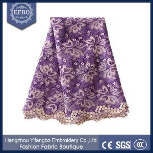 China 2015 New design 51-52 embroidey purple plain lace fabric nigeria for fashion suit on sale