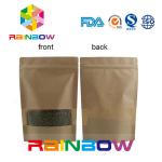 Flat Bottom Brown Customized Paper Bags / Craft Paper Bag With Zipper