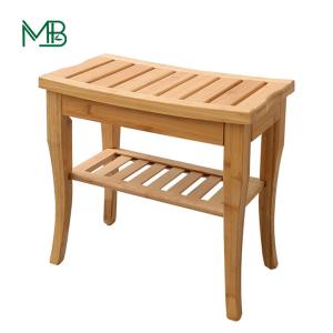 Quality Bamboo Shower Bench Chair with Storage Shelf for sale