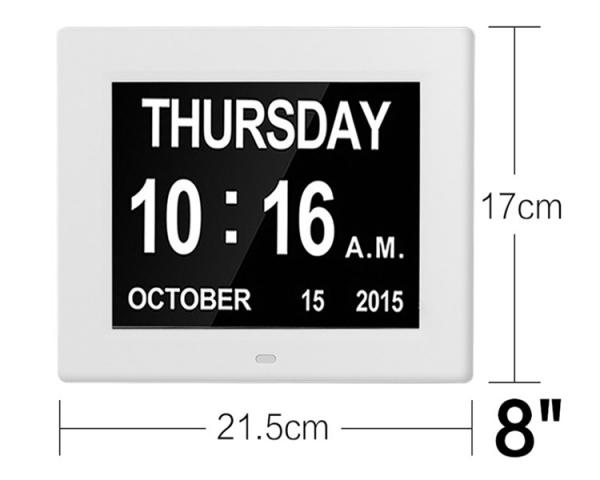 Buy 8 Inch Video Brochure Card LED Digital Desk Electronic Perpetual Calendar Alarm Day Clock White Color/UL Adapter/Extra l at wholesale prices