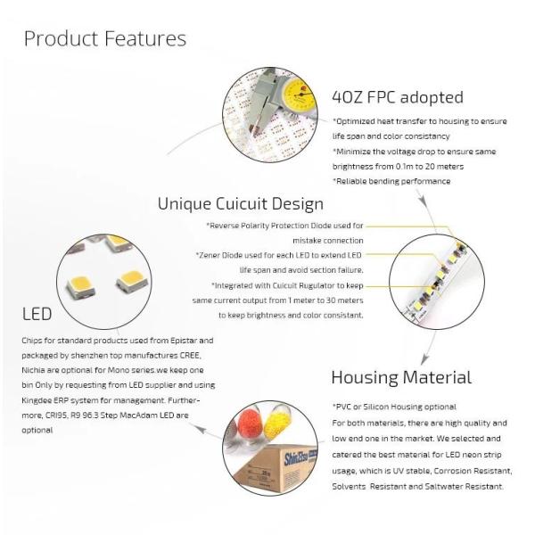 Three Side Emitting Flexible PVC LED Neon Strip Light 7 Flexible PVC Or Silicone LED Neon Strip Light PWM DMX512 Control 17W IP68 for Underwater Lighting
