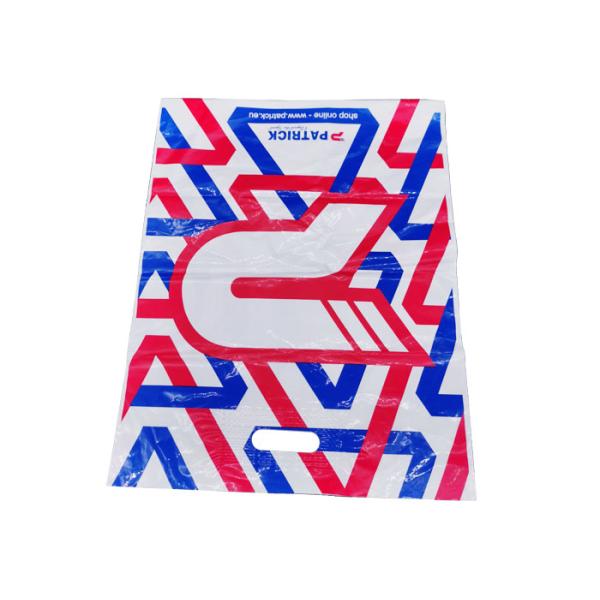 Take Out to Go Bags White Carry Out Shopping Bags Die Cut Handle Bags with Square Bottom