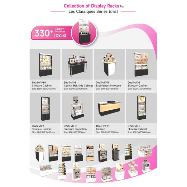 Skincare Store Design Beauty Store Display Table with Central Hall Side Cabinet - Double sided Display for Cosmetic Store Decoration
