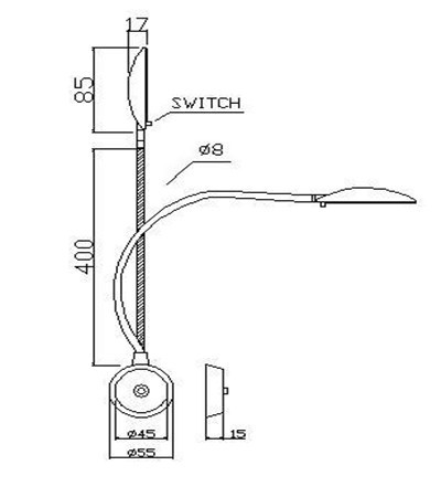 Hotel Bedside Reading Light with Aluminum Material and Flexible Gooseneck Design