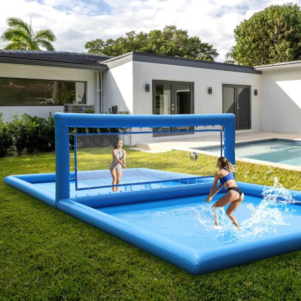 Castle Design Swimming Pool Inflatable Giant Volleyball Court with Customized Color