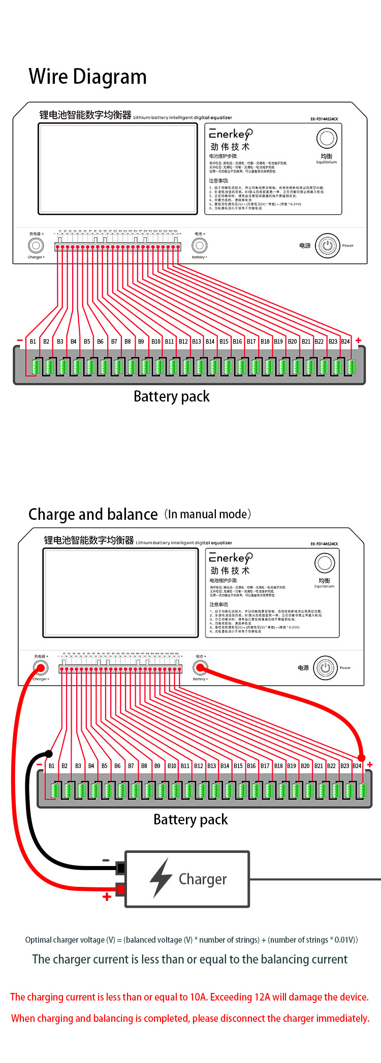 Enerkey 24S 14A Battery Charge Discharge Machine Personal DIY Repair Shop Battery Pack Battery Voltage Tester