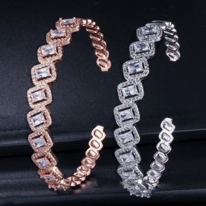 Quality AAA+ Elegant Square CZ Bracelets Zircon Tennis charm Bracelets & bangles CZ Bracelets & bangle Wedding Jewelry for sale