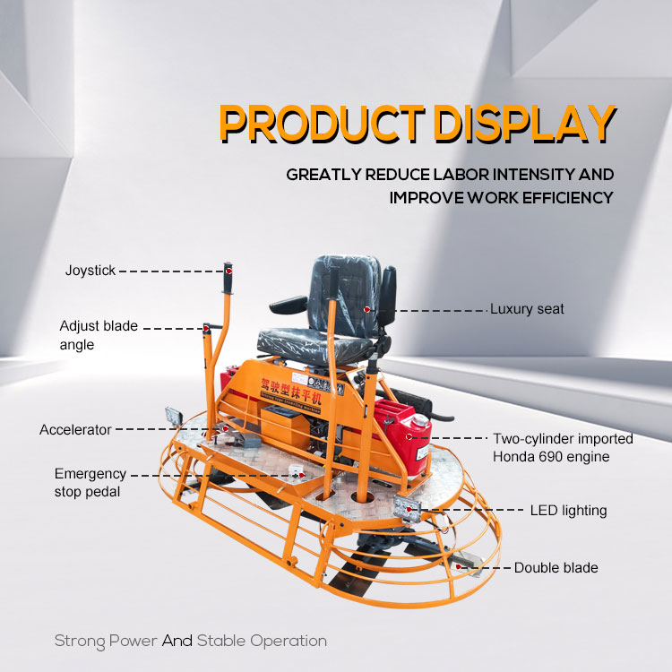 High Operating Efficiency Ride On Power Trowel Machine for Concrete Surface Finishing