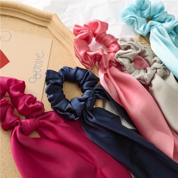 Ponytail Scarf Scrunchie Holders Imitate Silk Satin Solid Color Knotting Ribbon 28cm 20g