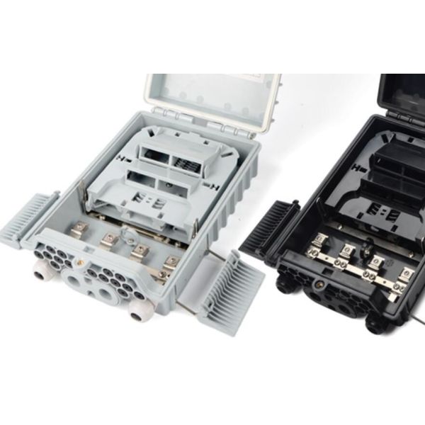 Joint Box Fiber Optic Outdoor Wall Ftth 2 Inlet+Mid-Span Port ,16 Outlet For Drop Cables