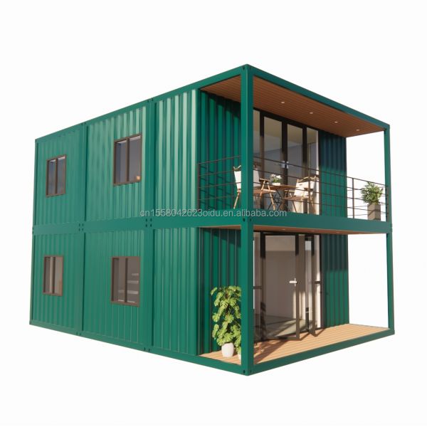 Customizable Double-Story Container House for Seaside Vacation Fireproof Prefabricated Forest Villa Resort Sizes 20ft 40ft