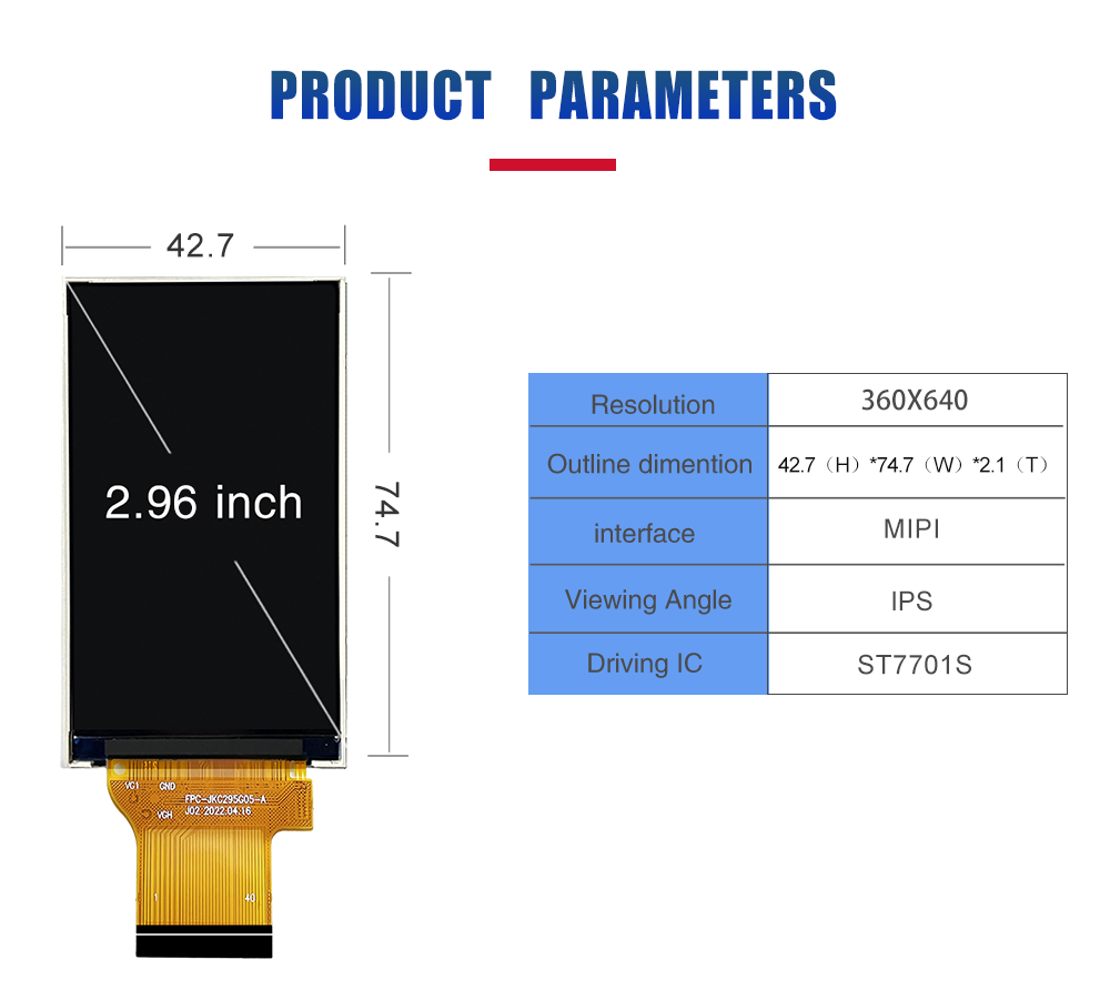 2.96 Inch TFT LCD Module with 360x640 Resolution and MIPI Interface for Industrial and Medical Applications