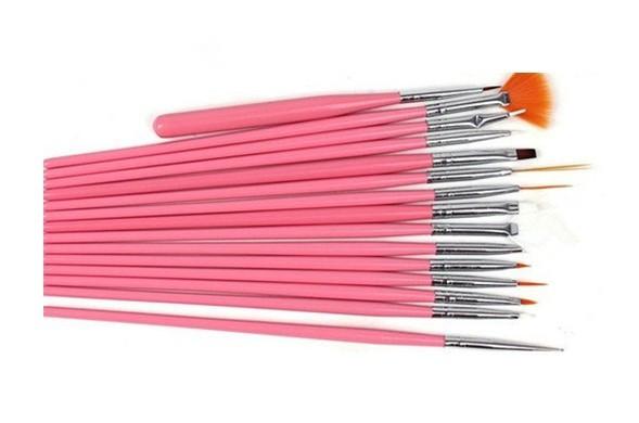 Buy 15 Pcs Nail Art Design acrylic brush UV Gel Set Painting Draw Pen Pink Handl at wholesale prices