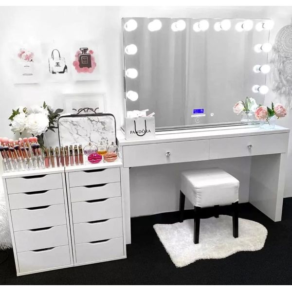 Customized Hollywood Dressing Table Mirrored Desk For Bedroom