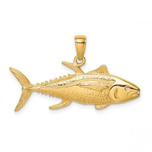 China Carat in Karats 10K Yellow Gold Yellow Tuna Fish Pendant Charm With 14K Yellow Gold Lightweight Rope Chain Necklace 18 on sale