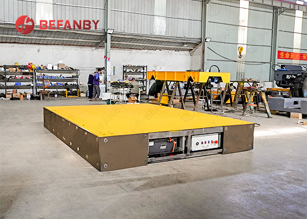 Large Table Industrial Use Flexible Motorized Transfer Trolley On Rail Roads
