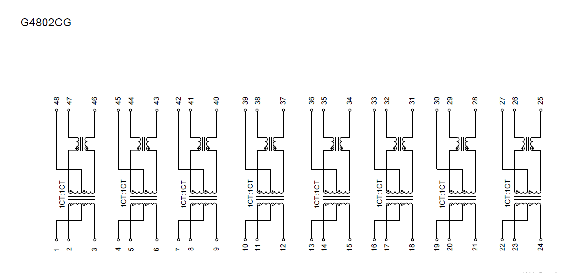 Dual Ports Magnetic Core Transformer , Lan Isolation Transformer G4802CG 100/1000 BASE -T