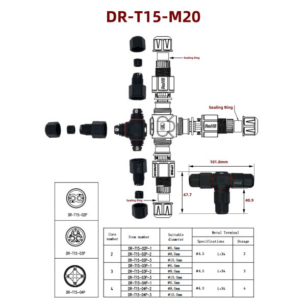 Electrical Cable Wire Joint Connector IP68 Waterproof For Outdoor Using 500V 1x