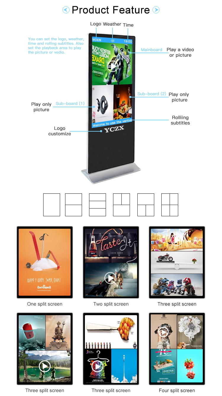 LCD Touch Screen Digital Kiosk Display With Aluminum Alloy Frame