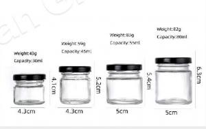 China Clear Empty Square Honey Food Glass Jar Packaging With Metal Lid 50ml - 650ml on sale