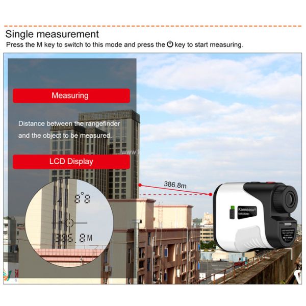 kaemeasu Laser Rangefinder Golfing Hunting Shooting Handheld Range Finder USB Charge Distance Meter D450