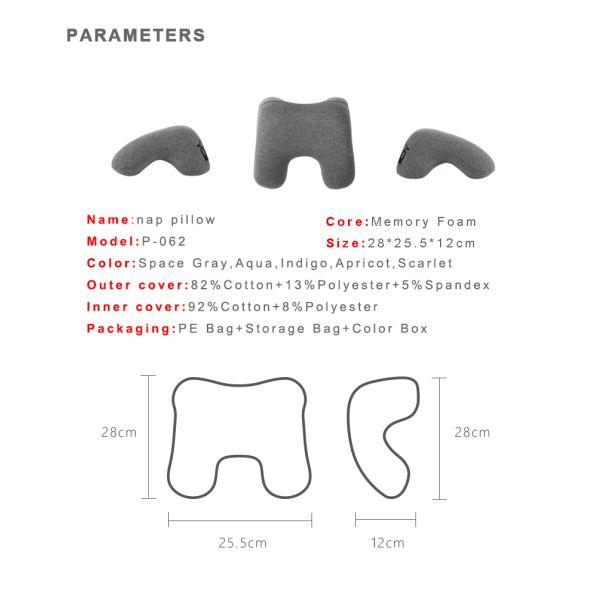 Lunch Break Face Down Head Rest Memory Foam Neck Pillow for Office Student Travel