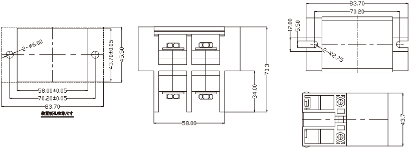75A 100A 200A Through Wall Connector , Energy Storage Lithium Battery Connector