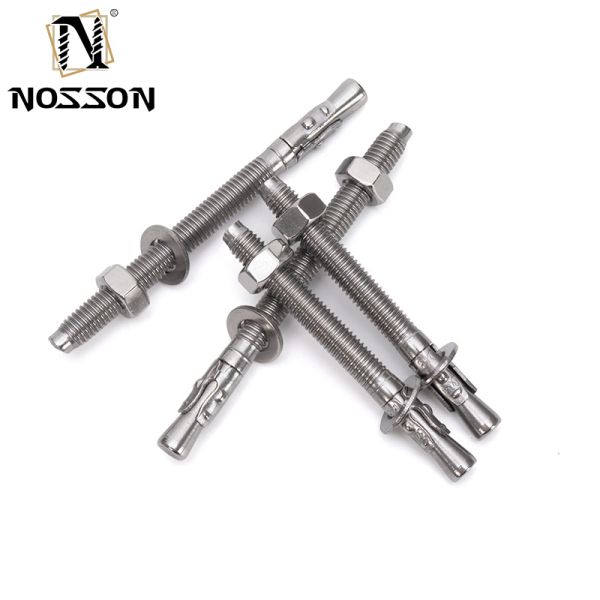 Metric DIN Standard Wall Mounting Double Head Bolt Through Bolts with 304 Stainless Steel Hexagon Screws and Nuts Set