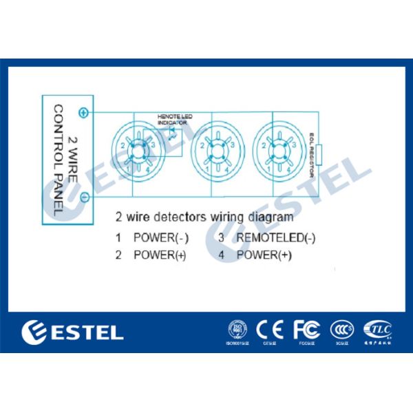 2 Wire DC 32~52V Security Monitoring System Photoeleciric Smoke Detector Industrial