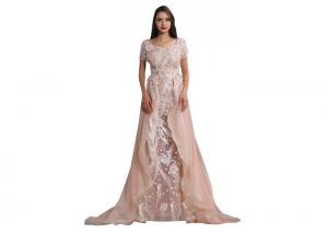 Quality Beauty Design Lace Wedding Dress , Short Sleeve Saudi Arabic Simple Wedding Dresses for sale