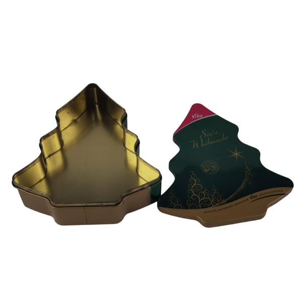 Vintage Tree Shaped Bulk Christmas Tins Empty Tin Container Packaging OEM ODM