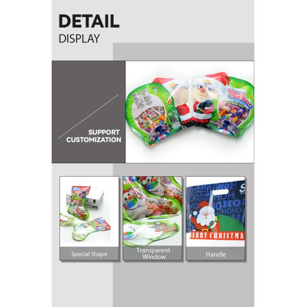 PA PE Christmas Socks Shape Snack Packaging Bags Laminated Snacks Packing Pouch
