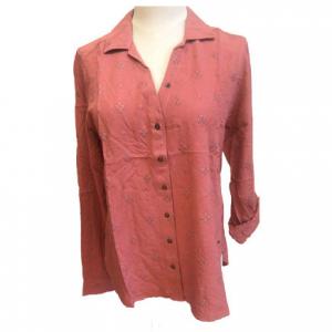 Quality 100% Viscose Ladies Embroidered Blouse With Turn Down Collar for sale