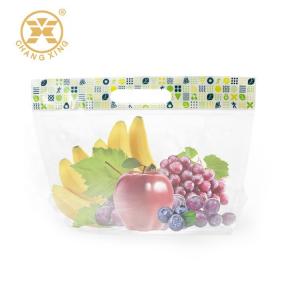 China 0.5kg Fruits Vent Stand Up Zipper Pouch Clear Plastic Bags For Packaging With Handle Zipper on sale