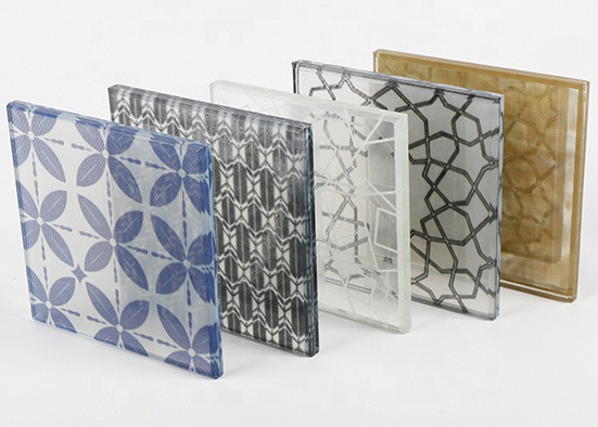 Easy Installation Patterned Tempered Glass , Size Customized Fixed Shower Glass