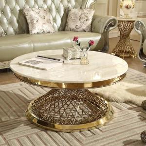China 304 Stainless Steel Hotel Coffee Table Modern Luxury Round Coffee Table on sale