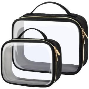 Quality Custom Small Neoprene Transparent Standup Travel Storage Makeup Bag Pvc Clear Toiletry Cosmetic Black Bag for sale
