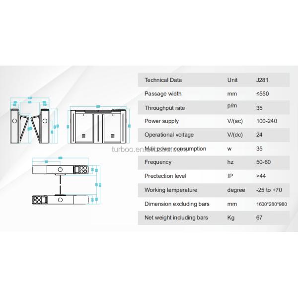 Optical Stainless Steel Flap Security Access Gates Fully Automatic Access Control