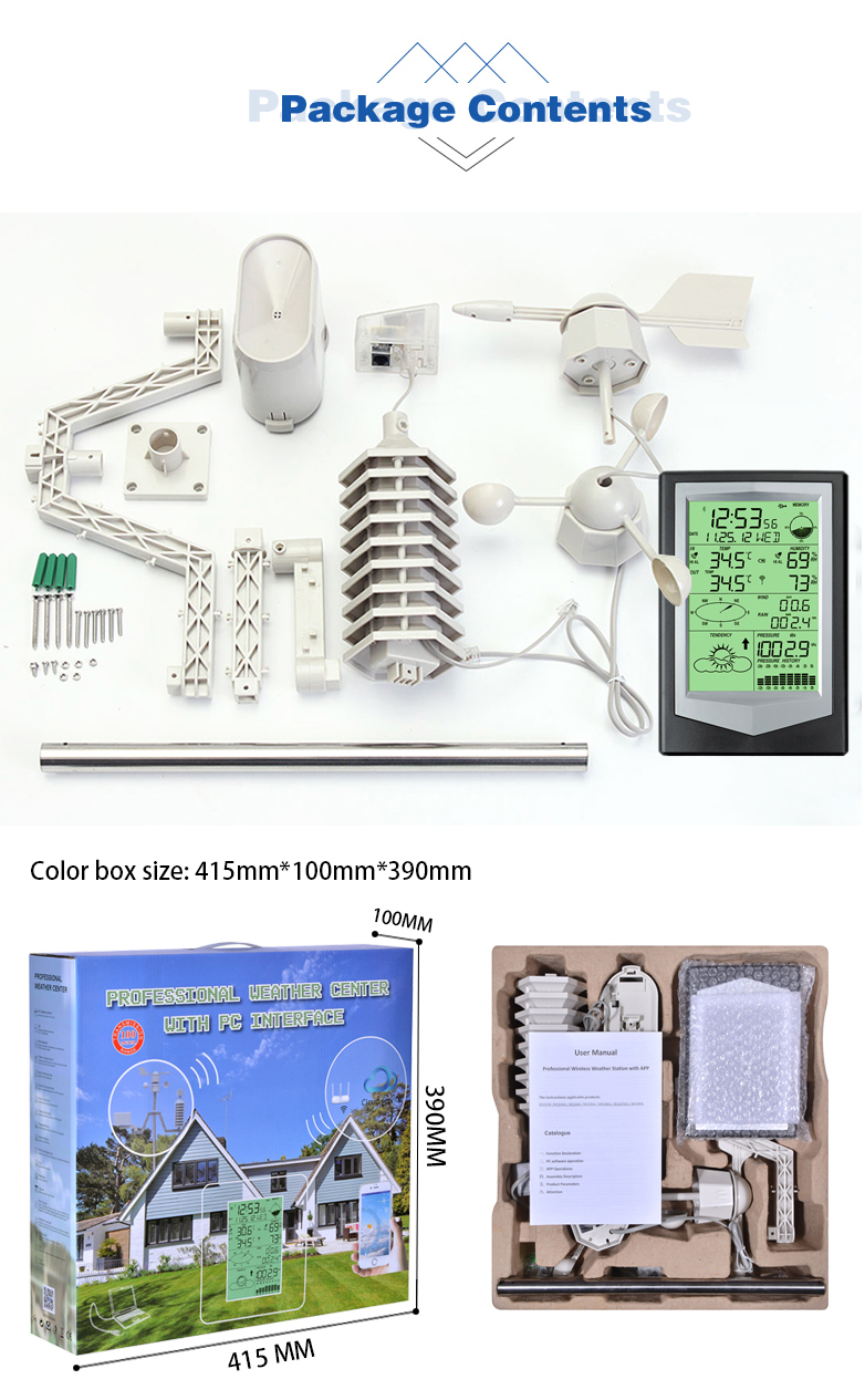 Lightweight Household Weather Station With Outdoor Wind Speed And Direction Sensor