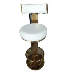 Quality Kitchen Vintage Bar Stools With Backrest Golden Metal Round Base for sale