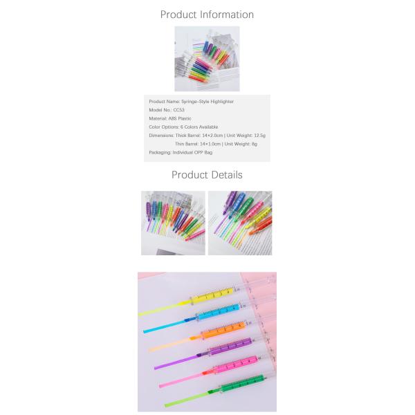 Fun Syringe-Shaped Highlighter Set Creative Marker Pen for Kids