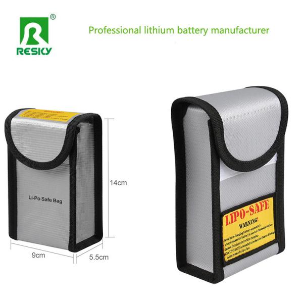 Silver Fireproof Explosion Proof RC Drone Lithium Battery Pack Safe Charging Bag 55x90x140mm