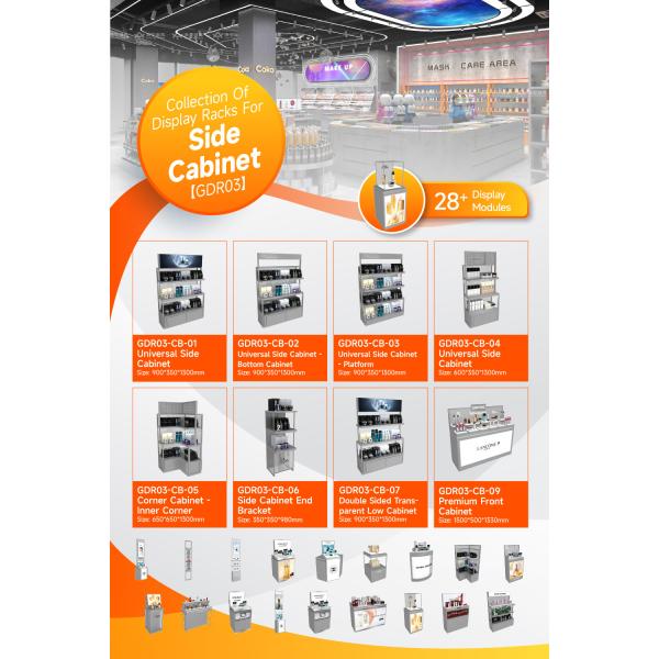 GDR03-CB-03 Universal Side Cabinet with 40mm Soft Film Light Box and Grey Edge Banding for Fashion Boutiques